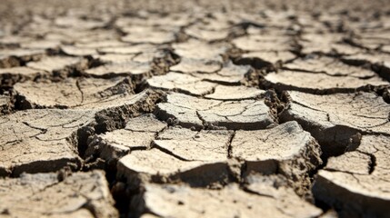 Fototapeta premium Arid Farmland with Cracked Soil Texture