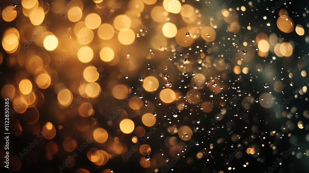 Leinwandbilder golden and black bokeh with water droplets creating a dramatic visual : generative ai