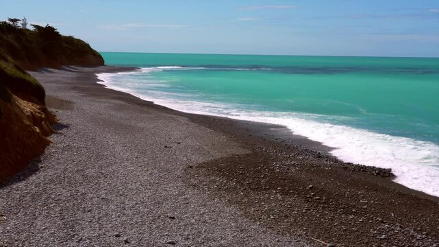 Coast of Timaru on a Sunny Day: Beautiful Seaside Landscape