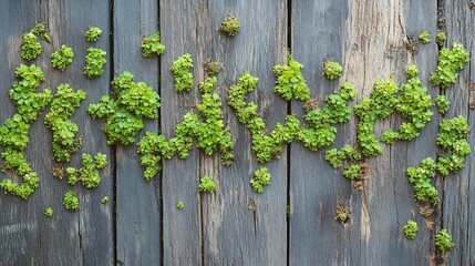 Lush Vibrant Green Moss Growing on Weathered Wooden Surface Outdoors : Generative AI