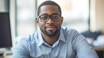 Obraz premium Man with glasses confident and smiling looking at the camera