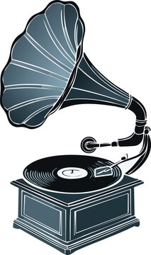 recommend clip art: old vinyl record, Gramophone playing a record, line art
