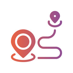 route map flat gradient icon