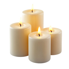 Flat View of Burning White Candle Lights 