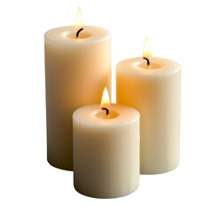 Flat View of Burning White Candle Lights 
