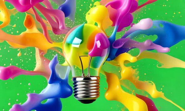 lamps with various color liquids, green screen