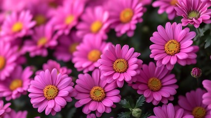 Fototapeta premium Vivid Pink Daisies in Full Bloom Highlighting Their Lush Floral Arrangement : Generative AI