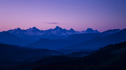 Fototapeta premium The blue hour after sunset over the Cascade Mountains.