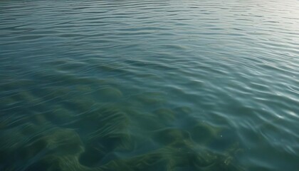 Obraz premium Soft water ripples on a calm lake surface with subtle blue-green hues and gentle texture , noisy grain, water