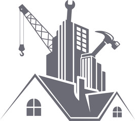 Obraz premium Real estate construction Repair vector logo design template