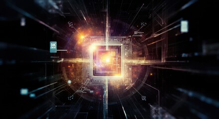 Fototapeta premium 3D Big data technology Data science analysing artificial intelligence generative AI deep learning machine learning algorithm Neural flow network analytics innovation abstract futuristic.