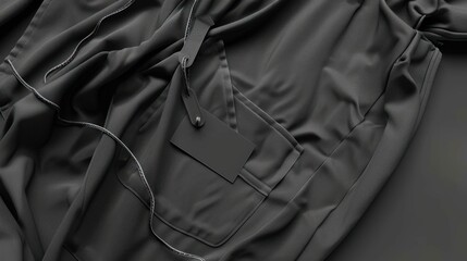 Obraz premium pants and shirt label mockup display background, new clothing label with black concept.