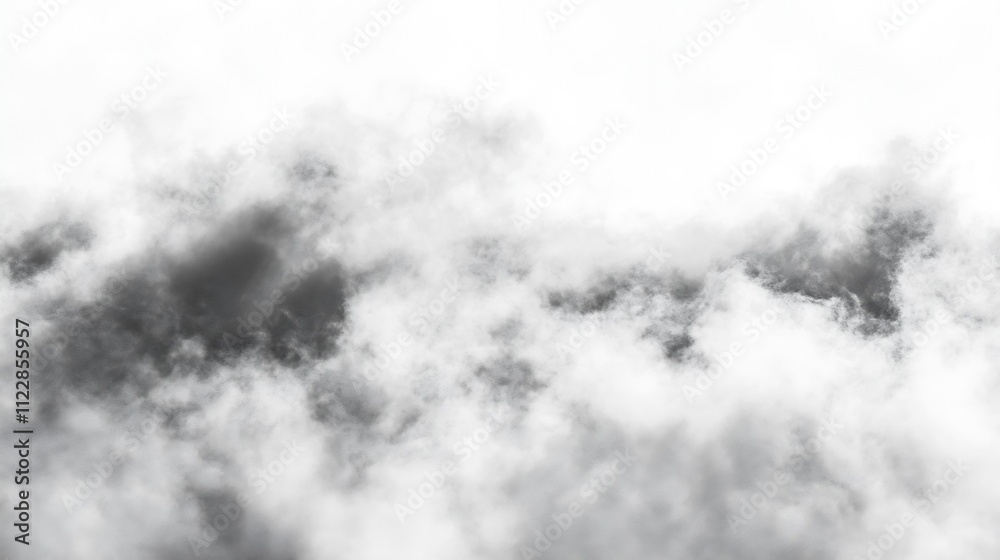 Aufkleber Serene White and Gray Cloud Formations in a Minimalistic Style : Generative AI