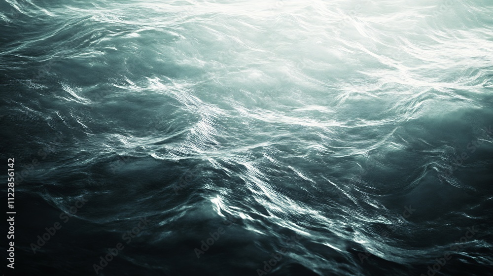 Poster Serene Abstract Ocean Waves with Dappled Light Texture and Deep Blue Tones : Generative AI