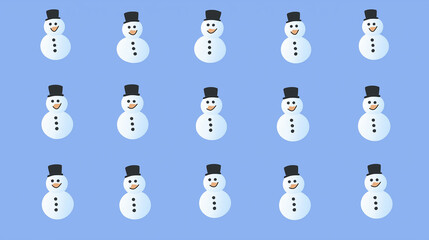 Obraz premium Pattern of snowman illustrations on blue background
