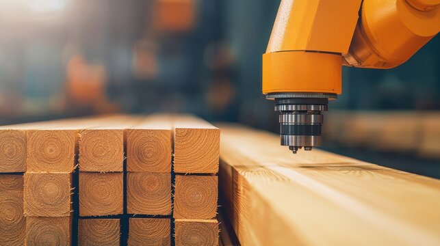 Modern Woodworking Factory Concept, Innovative Automated Inspection and Scanning System for Wood Processing in Industrial Settings