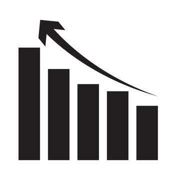 Up and down graph chart vector icon set. growth increase and decrease sign. economy rise and decline symbol. upward or downward trend bar chart icon