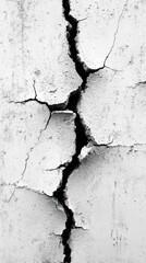 Obraz premium A close-up of a cracked white wall, showcasing texture and structural wear.