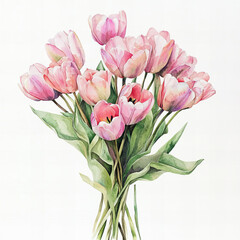 Fototapeta premium bouquet of pink tulips isolated on white