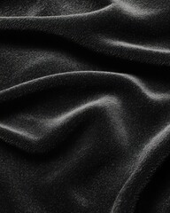 Fototapeta premium A close-up of soft, black fabric showcasing its texture and folds.