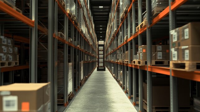 An automated logistics system with QR codes for tracking, showcasing a smart warehouse environment