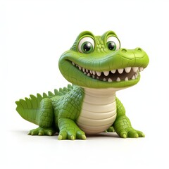 Fototapeta premium Cartoon Crocodile Character in Vibrant Green Color