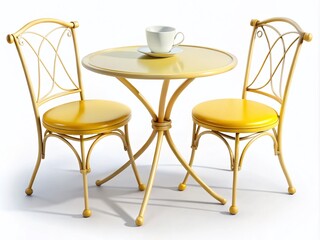 Cozy Bistro Set for Two Perfect for Coffee Conversations on a Clear Background, Ideal for Relaxing Moments and Intimate Gatherings, Showcasing Elegant Design and Simple Charm