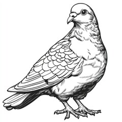 Fototapeta premium Hand-Drawn Vintage Style Pigeon Illustration