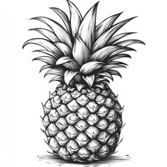 Obraz premium Hand-Drawn Monochrome Pineapple Illustration Tropical Fruit Design