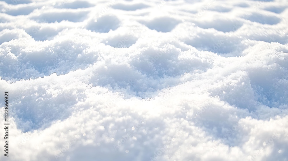 Poster pristine white snow closeup with sparkling sunlight in winter wonderland : generative ai