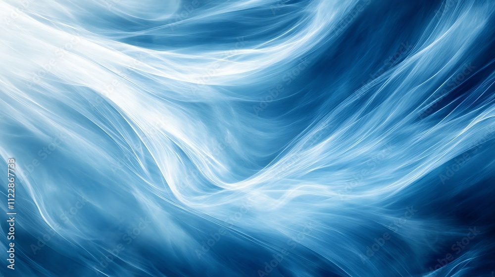 Poster abstract swirling blue and white pattern evoking calm and tranquility : generative ai