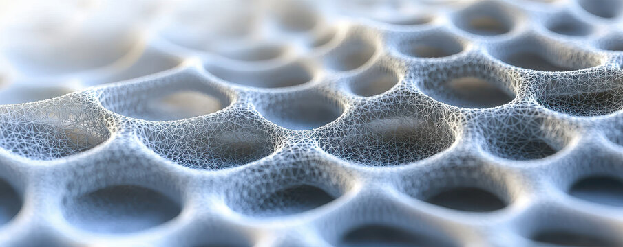 Intricate network of interconnected cells showcasing unique texture and structure, emphasizing innovation in materials science and engineering