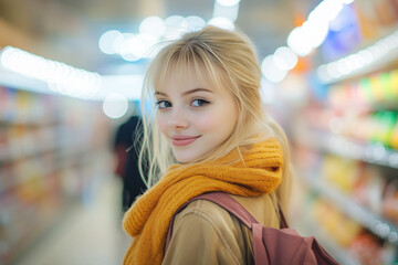 Young pretty blonde girl at indoor