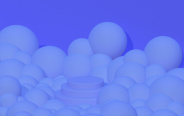 3D render podium platform with cloud bubble shine blue  premium Minimal scene abstract background product show Trendy
