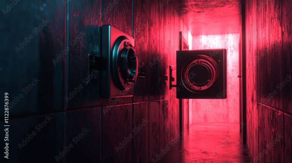 Poster High-security vaults a dramatic overview of security risks and futuristic protection concepts in digital art