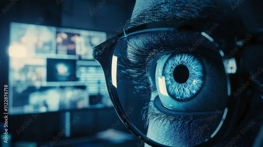 Aufkleber Monitoring security threats in real-timesurveillance insights from a command center atmosphere high-tech environment