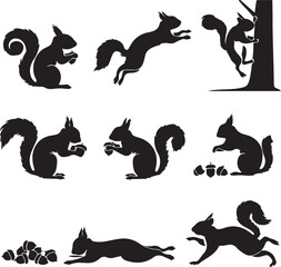 set of cats silhouettes