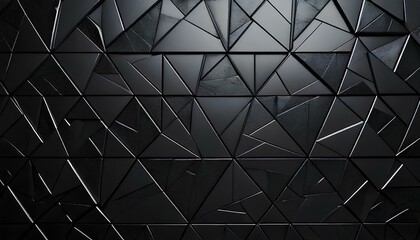 Obraz premium Polished Semigloss Wall Background with Triangular Tiles, 3D Black Wallpaper
