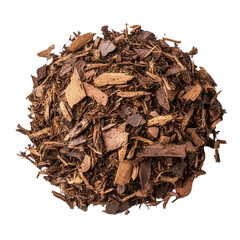 Organic mulch made from natural materials, isolated on transparent or white background
