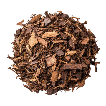 Organic mulch made from natural materials, isolated on transparent or white background
