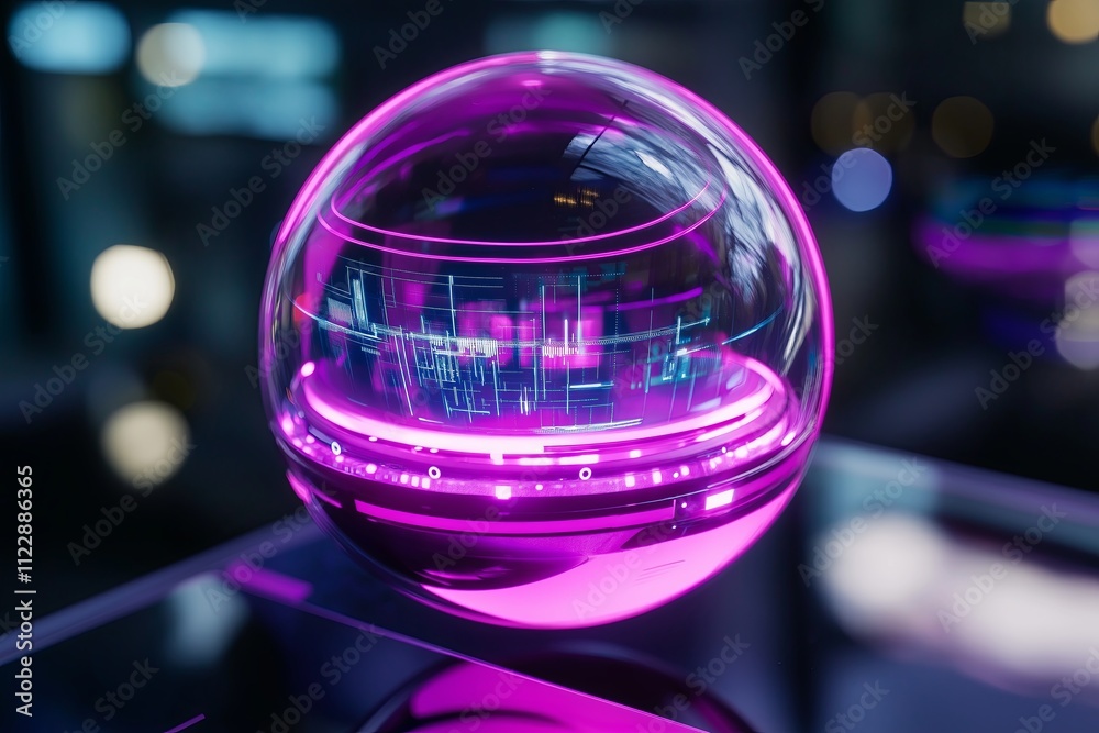 Poster An AI-driven personal assistant shaped as a glowing orb hovering in mid-air