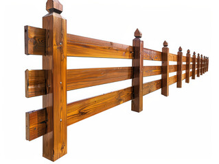 Naklejka premium Isolated Wooden Fence on White Background.