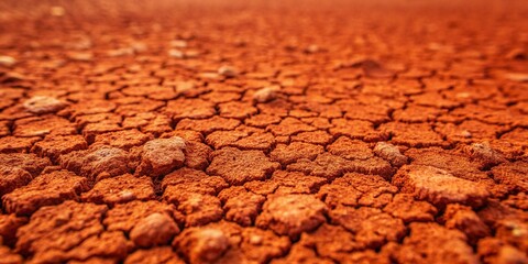Obraz premium Dry Red Clay Soil Texture: Natural Background for Artistic and Nature-Related Projects, Ideal for Textures, Landscapes, Agriculture, and Earthy Aesthetic Designs