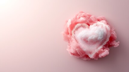 Whimsical heart-shaped cloud formation in soft pastel abstract art perspective