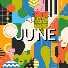 Fototapeta premium Abstract June Calendar Design Featuring Colorful Shapes