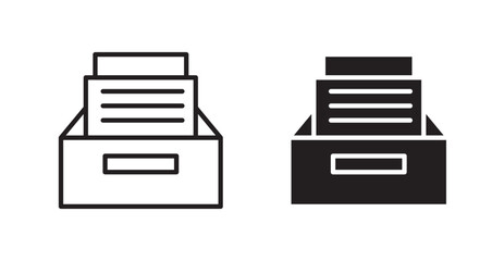 Archive outlined and solid icon vector collection.