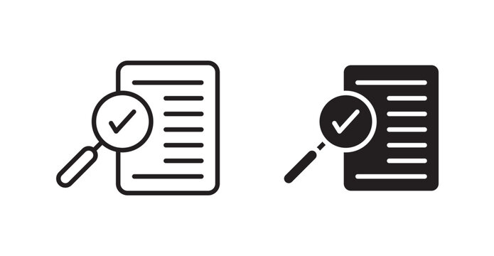 Audit outlined and solid icon vector collection.