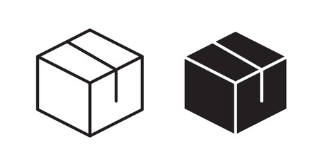 Box outlined and solid icon vector collection.
