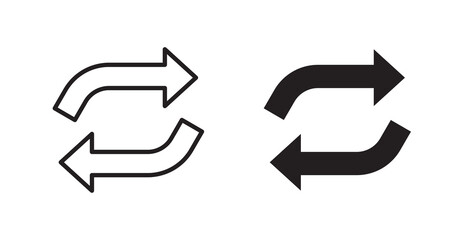 Exchange outlined and solid icon vector collection.