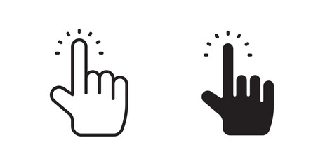 Obraz premium finger tap outlined and solid icon vector collection.